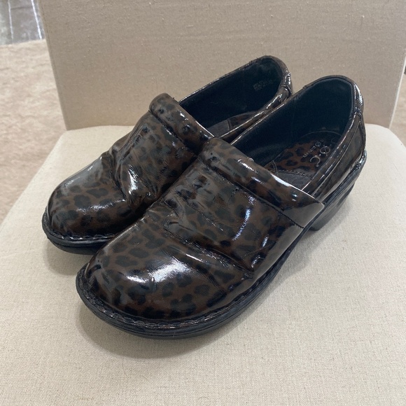boc Shoes - BOC clogs brown black animal print nursing work shoes women's size 8
